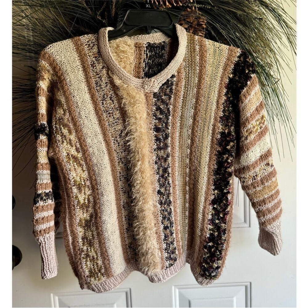 VINTAGE boho brown multicolored knit sweater